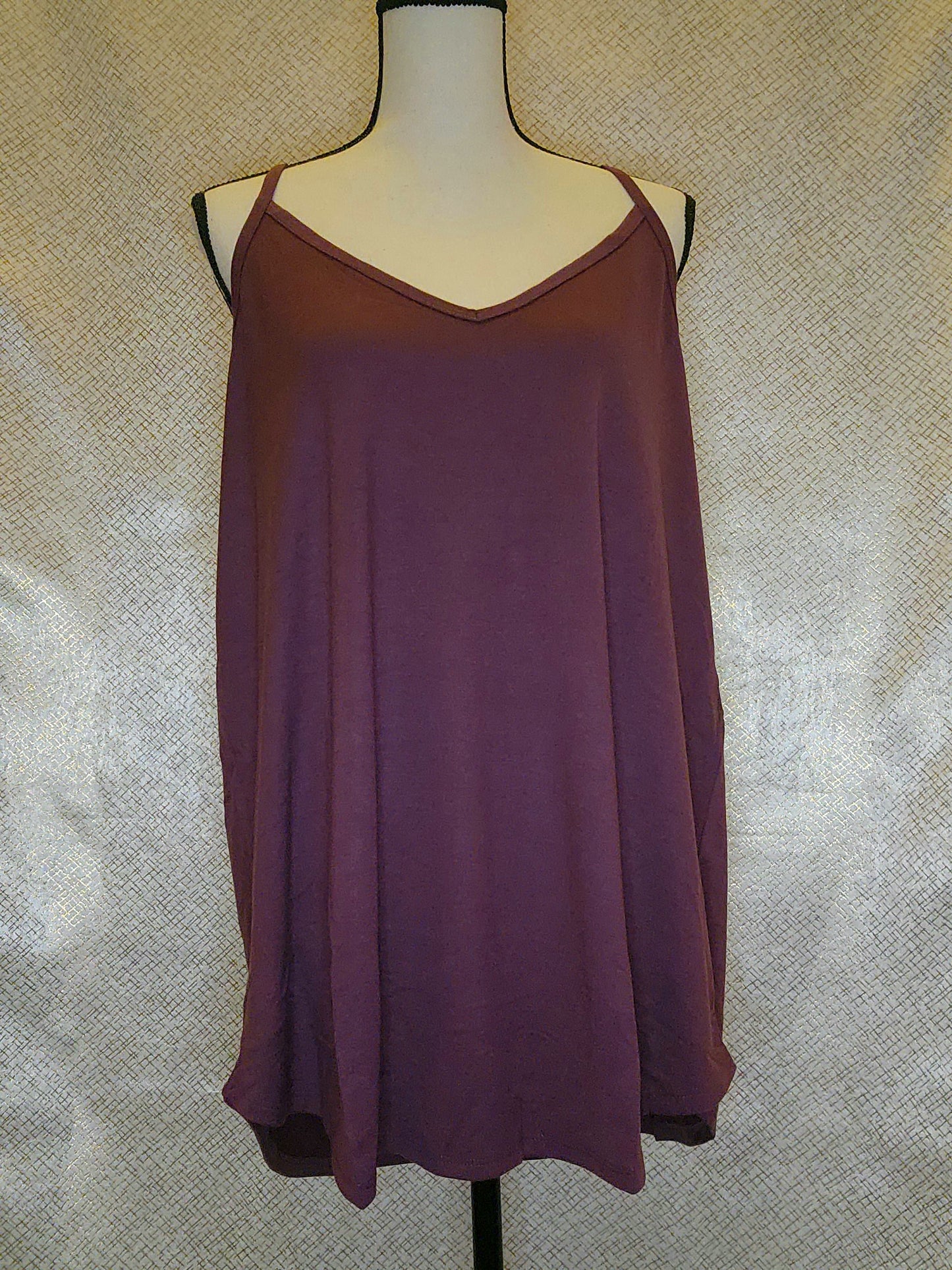 Plus V-Neck Spaghetti Cami - Eggplant