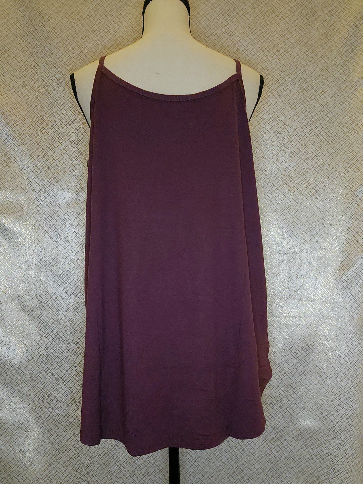 Plus V-Neck Spaghetti Cami - Eggplant