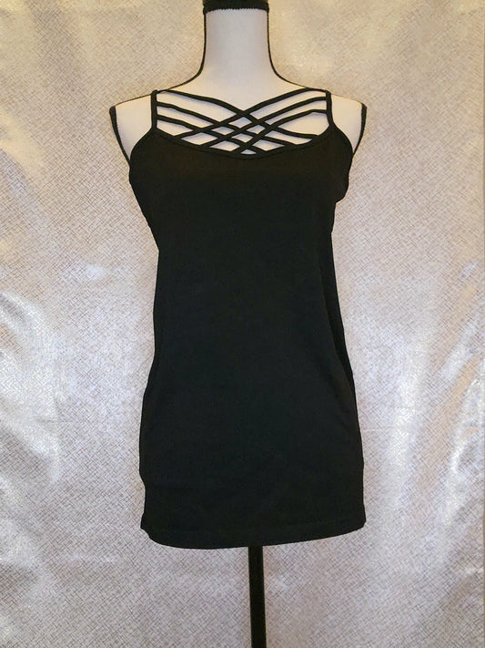 Plus Triple Criss-Cross Front Cami - Black