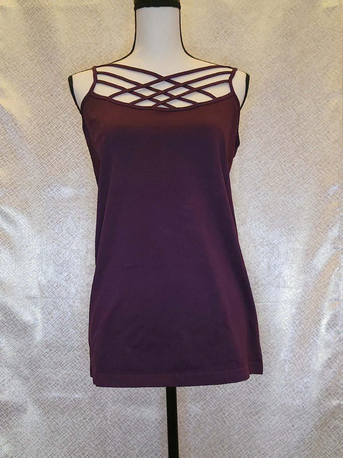 Plus Triple Criss-Cross Front Cami - Eggplant