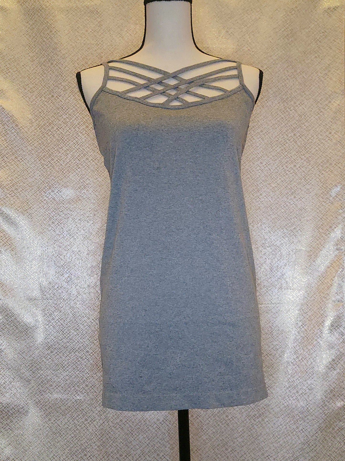 Plus Triple Criss-Cross Front Cami - Grey