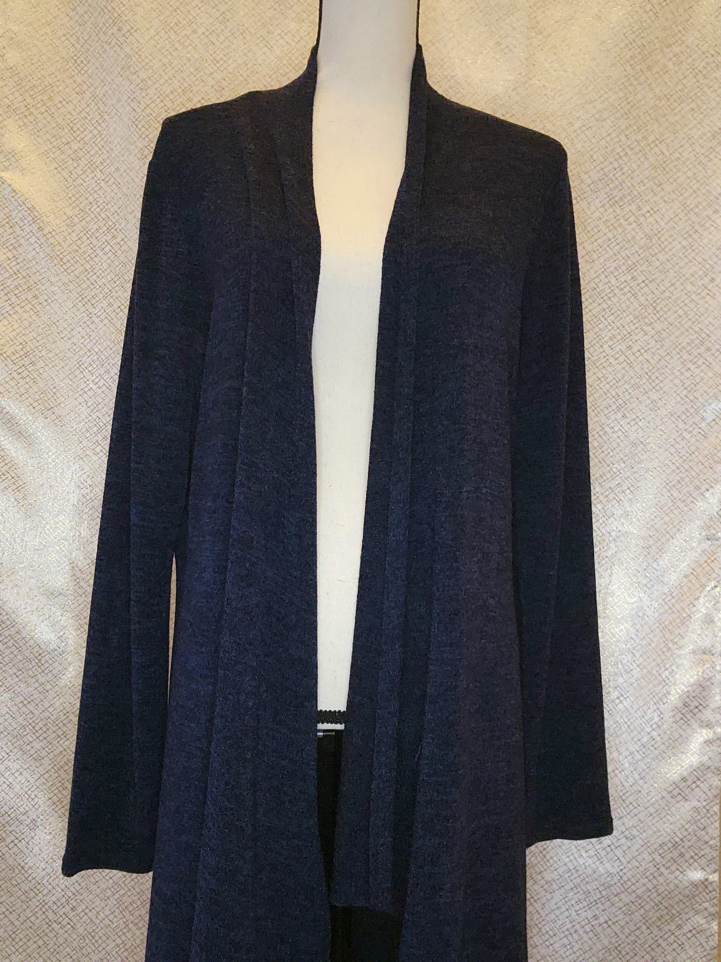 Solid Long Body Cardigan Loose Fit - Navy